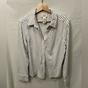 Women’s Talbots Classic White & Black Striped Button-Up Shirt